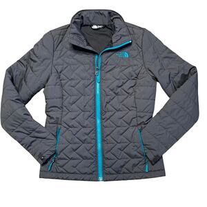 North Face Quilted Puffer Jacket Women Sz S Charcoal Gray